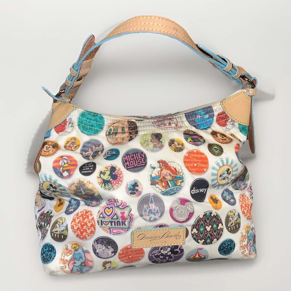 Disney Dooney & Bourke Nylon Buttons Erica Hobo Handbag Multi Character